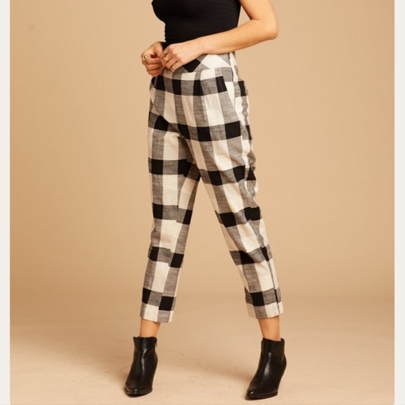 Free People Clear Skies Checkered Pants Large - Medium - Picture 3 of 5